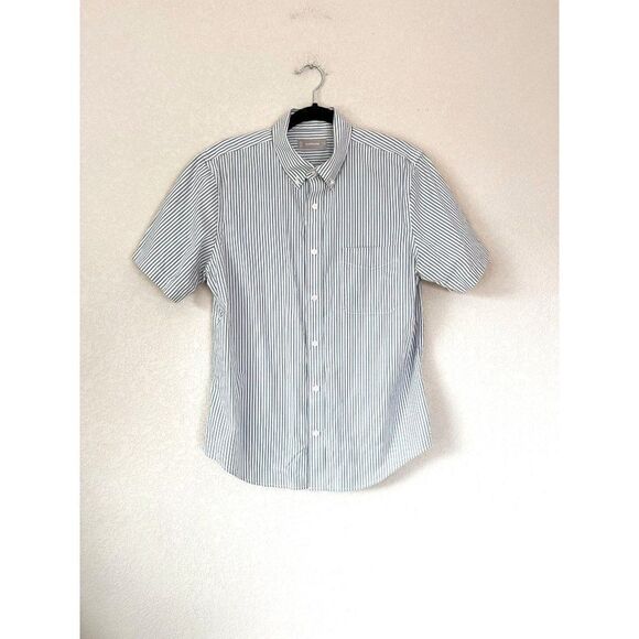 Everlane Striped Short Sleeve Button Down Shirt, Size Medium - Picture 1 of 4